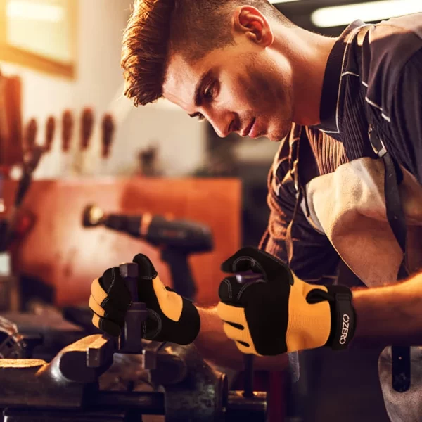 OZERO | Leather Motorcycle Gloves Gants Guantes Para De Moto Mechanic Touch Screen Fingers Working Protective Household Gloves