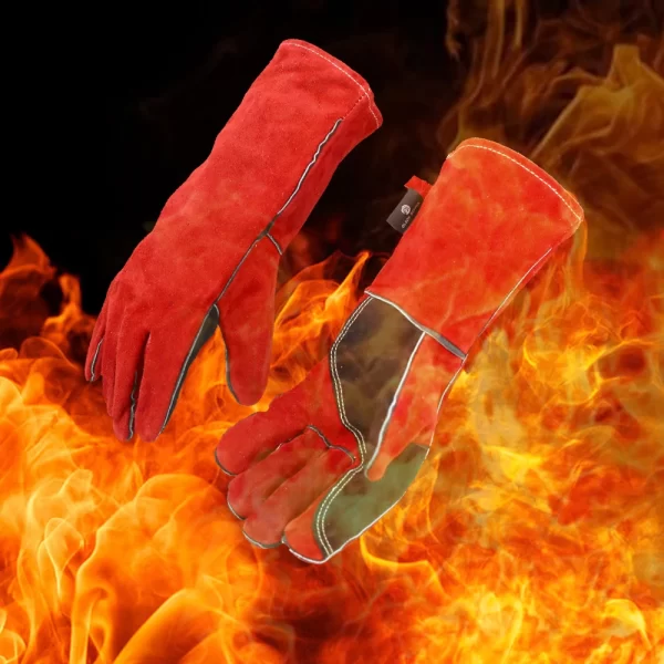 OLSON DEEPAK | Women Rose Pruning Gardening Gloves BBQ Leather Welding Work Glove with Palm Cow Split Leather Heat Resistant