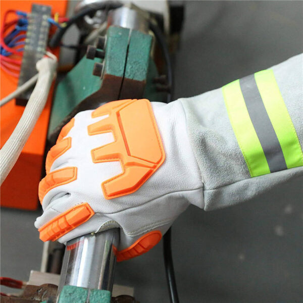 High Visibility Welding Gloves With Reflective Strip Heat and Fire Resistant Reflective Cut Resistant Safety Gloves