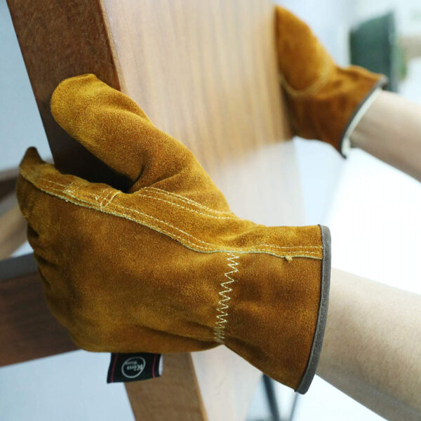 Durable cow leather work gloves for mechanic winter waterproof and warm cotton lining driving work gloves