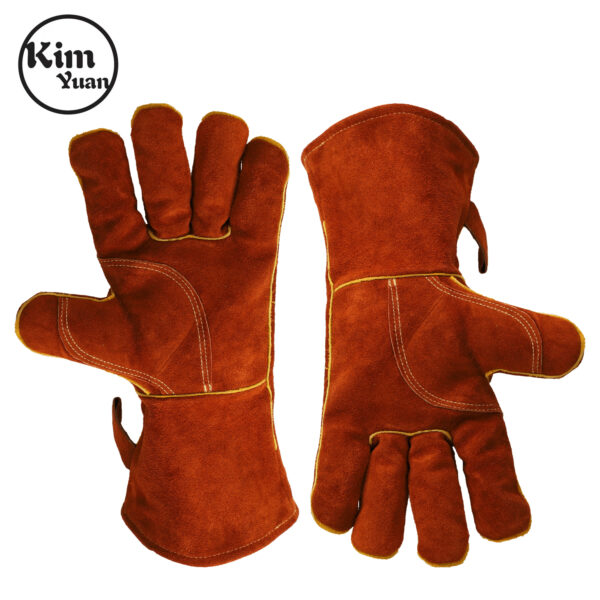 Good Quality Factory Directly Long Brown Cow Split Layer Welding Gloves for Welder's Hand Protection