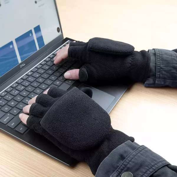 OZERO | Winter Gloves Fingerless Convertible Thermal Mittens Windproof Insulated Polar Fleece Warm for Men and Women