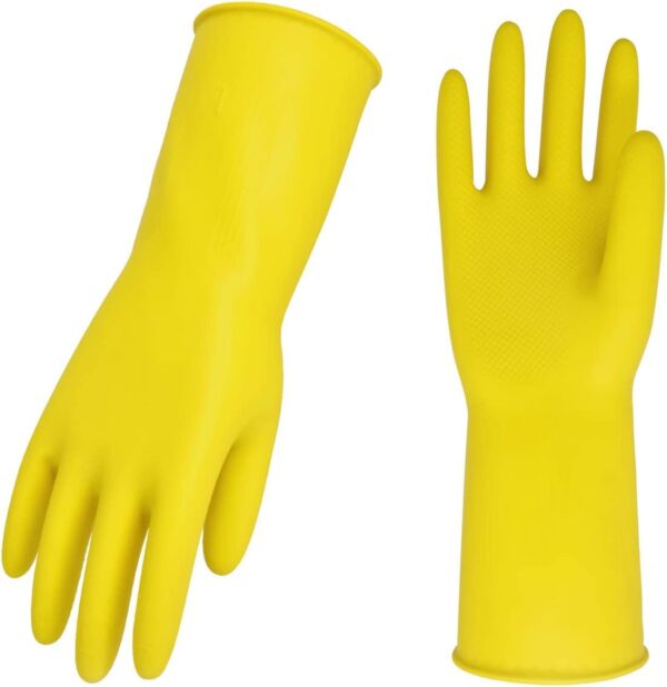 Vgo | Yellow Long Sleeves Reusable Household Gloves & Rubber Dishwashing gloves