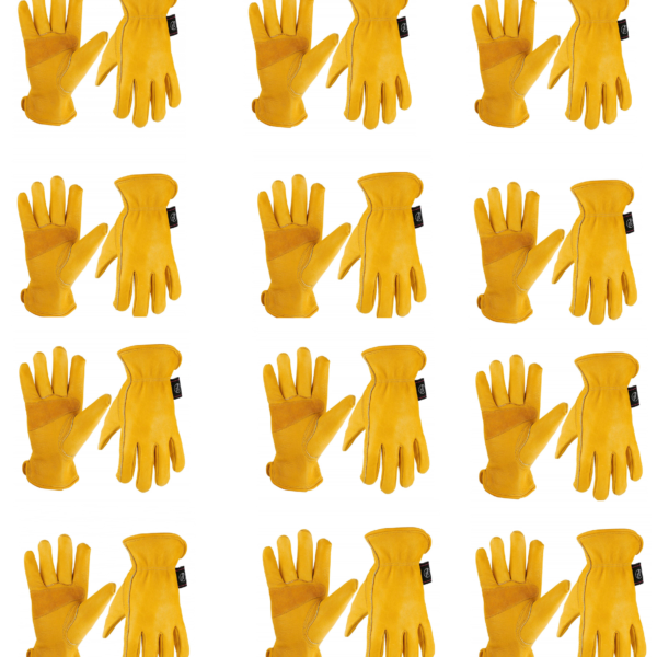 KIM YUAN 12 Pairs Multi-purpose Practical Labor Protection Cowhide Work Gloves (Extra Large-XL)