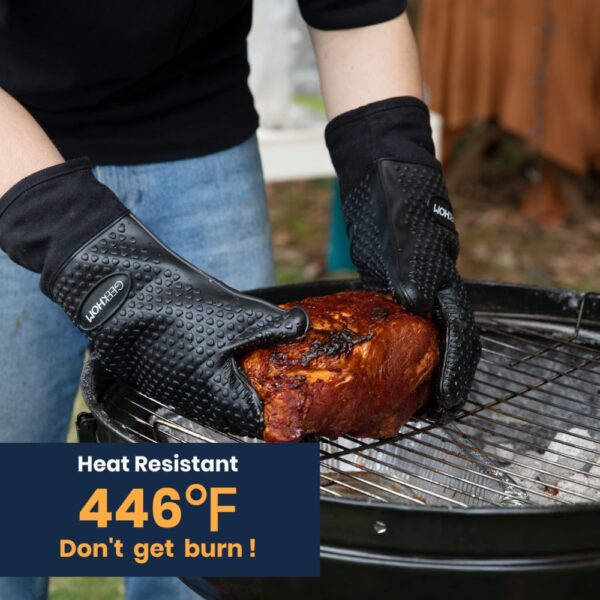 GEEKHOM | Grilling Gloves Heat Resistant Oven Gloves, Silicone Waterproof Non-Slip Mitts for Barbecue/Cooking/Baking